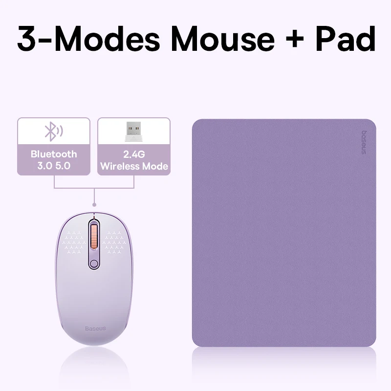 Baseus Mouse Bluetooth Wireless Computer Keyboard and Mouse Combo with 2.4GHz USB Nano Receiver for PC MacBook Tablet Laptop - Imagem 17