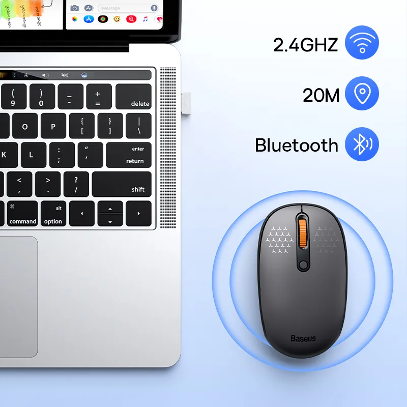 Baseus Mouse Bluetooth Wireless Computer Keyboard and Mouse Combo with 2.4GHz USB Nano Receiver for PC MacBook Tablet Laptop - Imagem 4