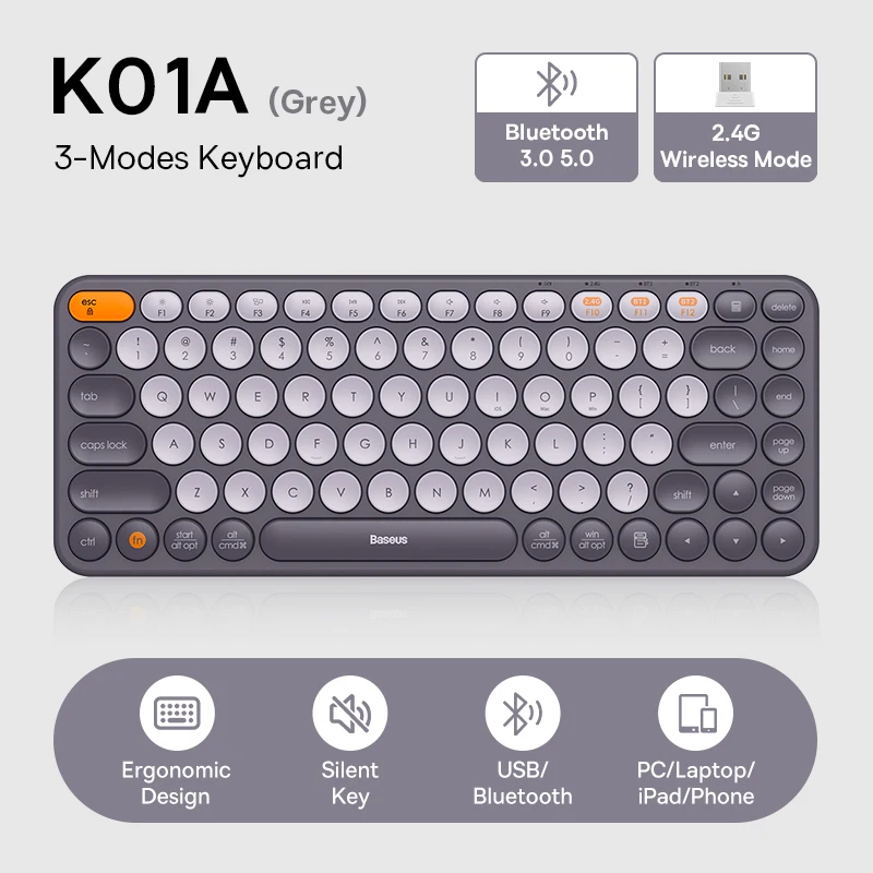 Baseus Mouse Bluetooth Wireless Computer Keyboard and Mouse Combo with 2.4GHz USB Nano Receiver for PC MacBook Tablet Laptop - Imagem 21