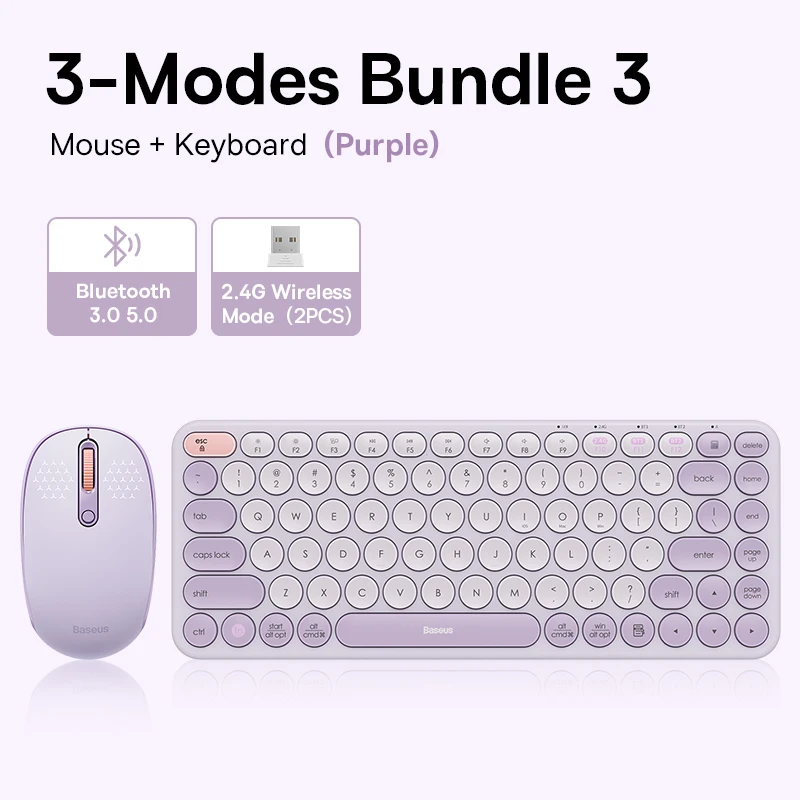 Baseus Mouse Bluetooth Wireless Computer Keyboard and Mouse Combo with 2.4GHz USB Nano Receiver for PC MacBook Tablet Laptop - Imagem 29