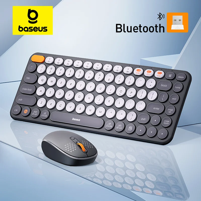 Baseus Mouse Bluetooth Wireless Computer Keyboard and Mouse Combo with 2.4GHz USB Nano Receiver for PC MacBook Tablet Laptop